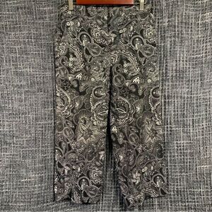 Pantology Women's Black & White Paisley Cropped Pants Size 8 #695